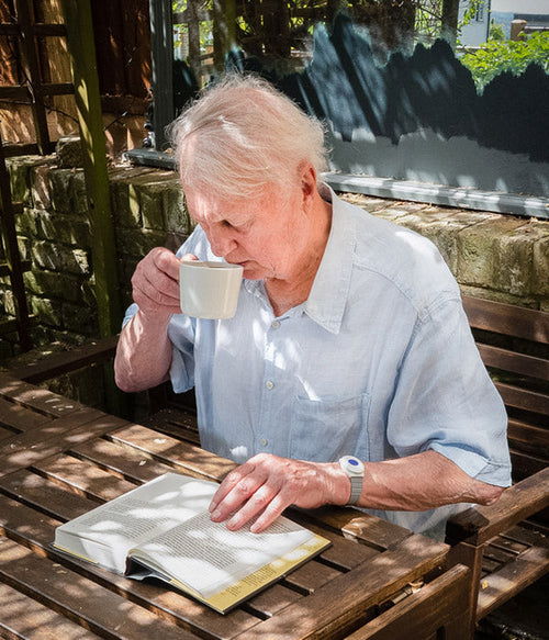 Elderly man with fall alarm 